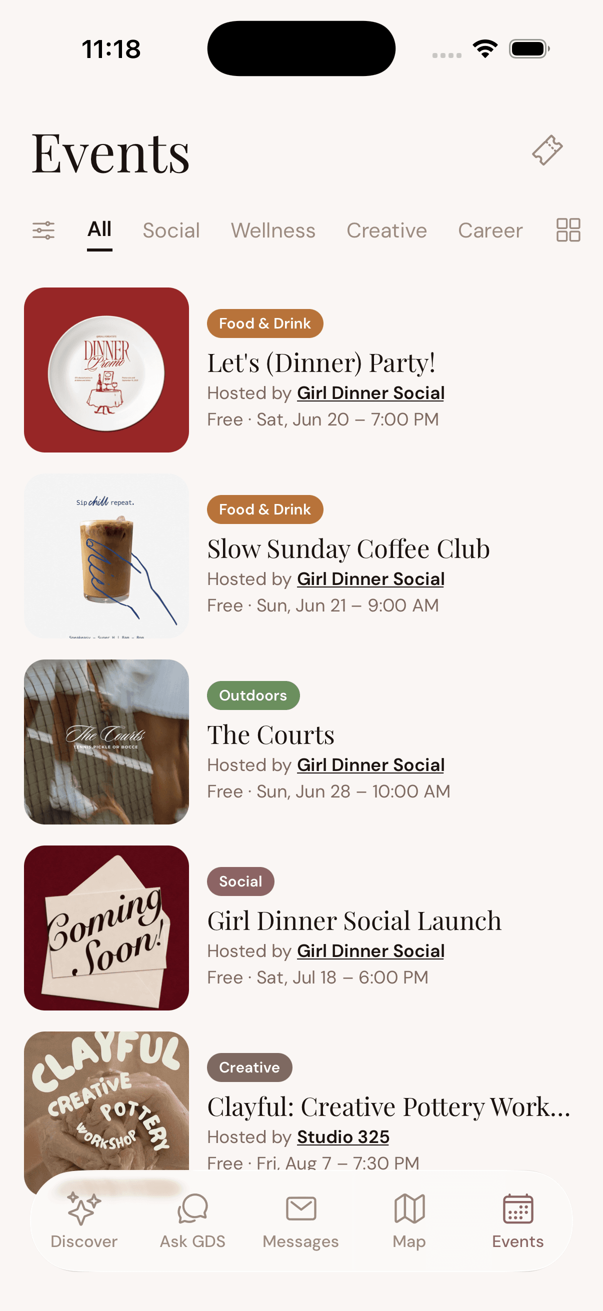 App Events screen